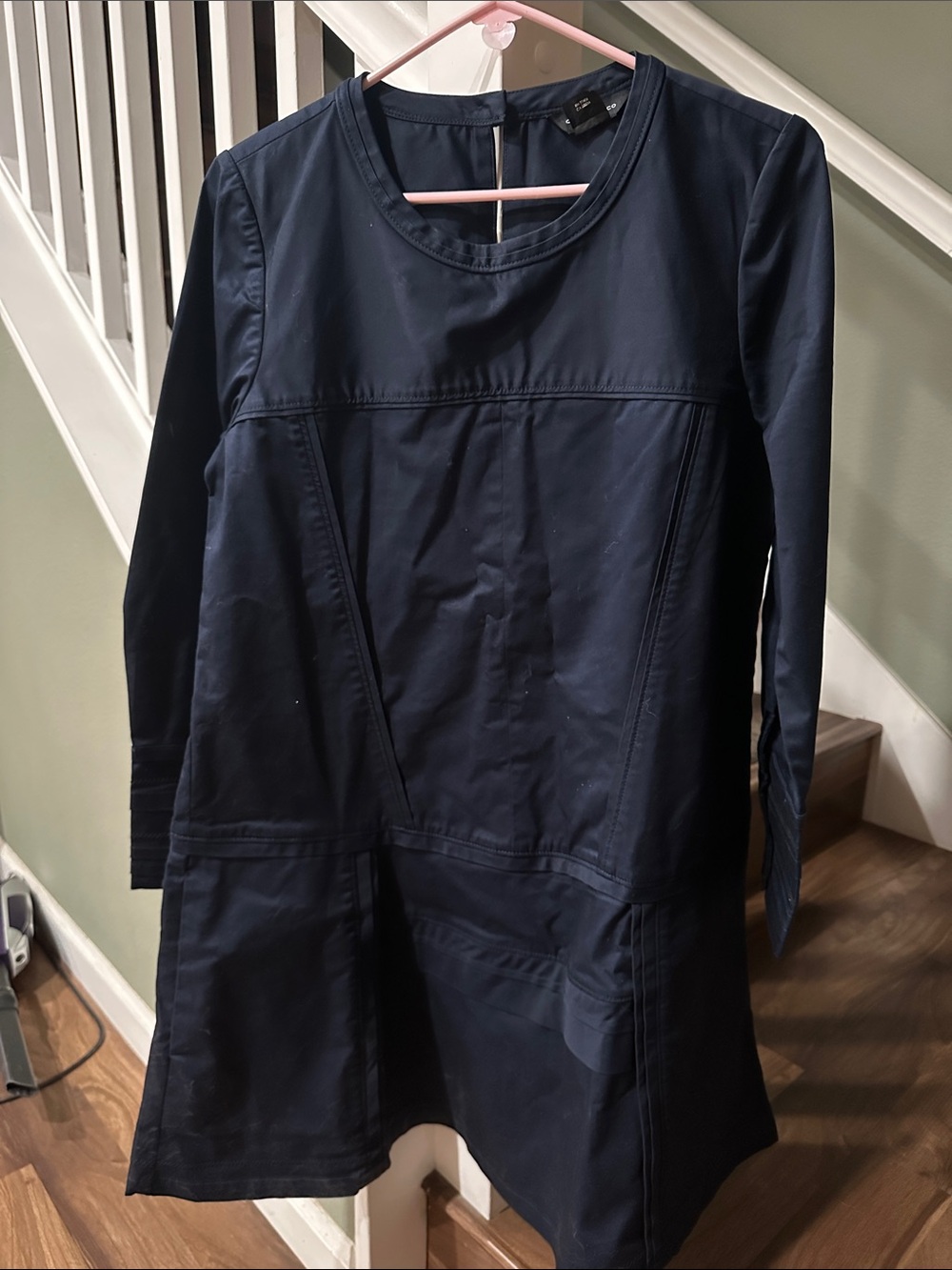 Club Monaco Navy Long-Sleeve Casual Shift Dress